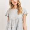 Dot-Textured Jersey Ruffle Top – Sage Multi