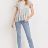Dot-Textured Jersey Ruffle Top – Sage Multi