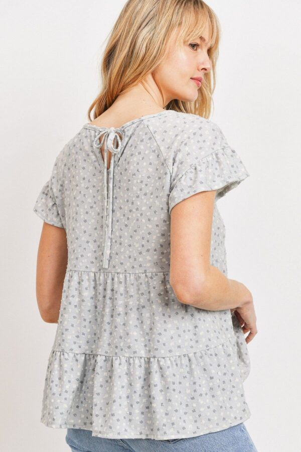 Dot-Textured Jersey Ruffle Top – Sage Multi