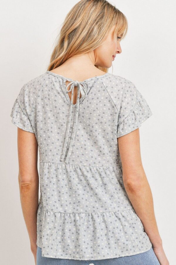 Dot-Textured Jersey Ruffle Top – Sage Multi