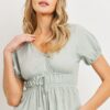 Front Tie Cut Edge Top – Ribbed Mint