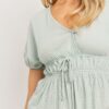 Front Tie Cut Edge Top – Ribbed Mint