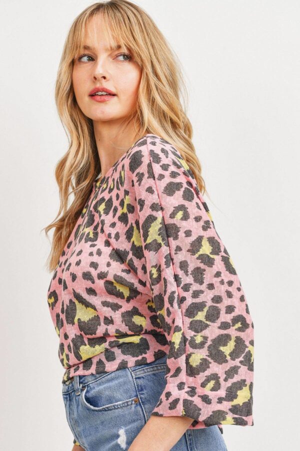 Leopard Knit Back-Open Top – Pink Multi Print