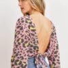 Leopard Knit Back-Open Top – Pink Multi Print