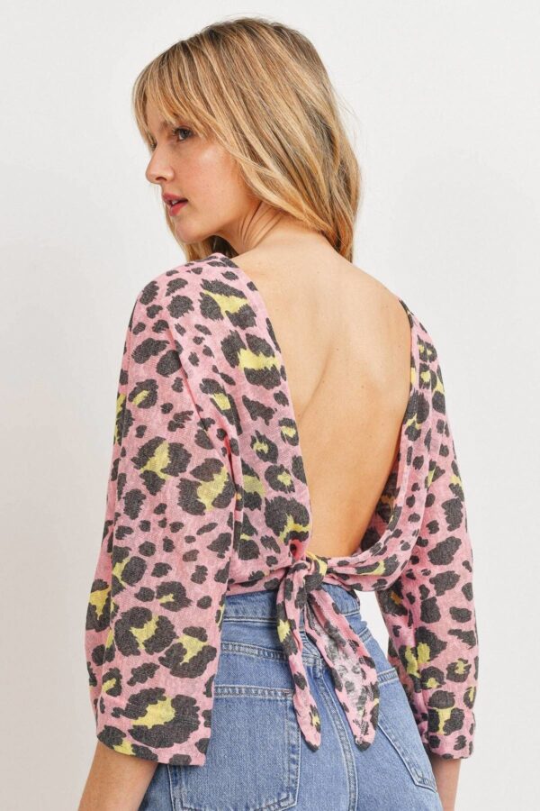 Leopard Knit Back-Open Top – Pink Multi Print