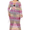 Plus Gradient Fishnet Overlay Dress – Mauve