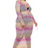 Plus Gradient Fishnet Overlay Dress – Mauve