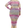 Plus Gradient Fishnet Overlay Dress – Mauve