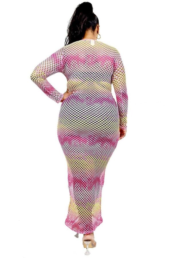 Plus Gradient Fishnet Overlay Dress – Mauve