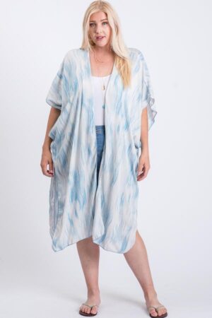Plus Size Zebra Print Maxi Kimono – Short Sleeve