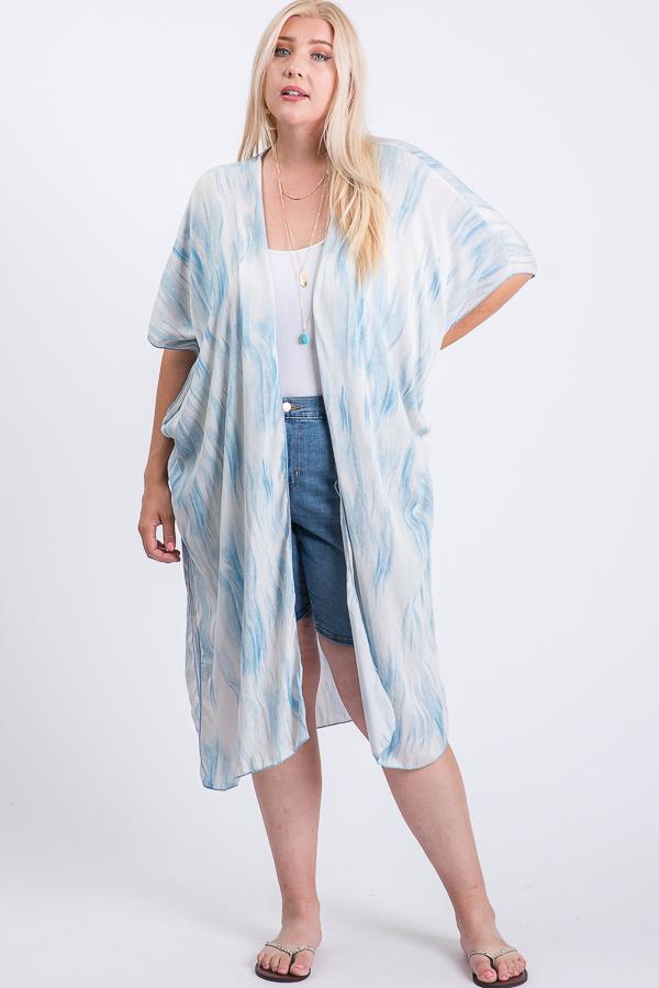 Plus Size Zebra Print Maxi Kimono – Short Sleeve