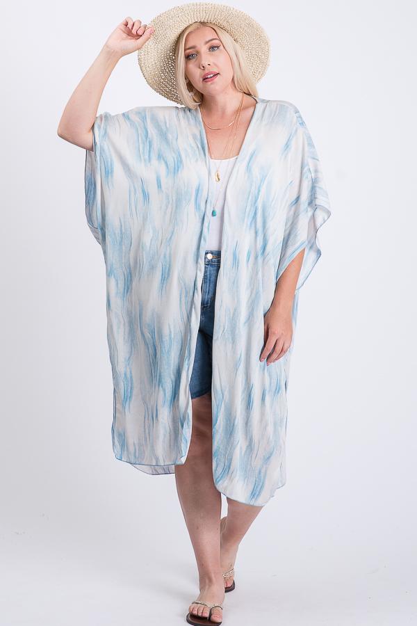 Plus Size Zebra Print Maxi Kimono – Short Sleeve