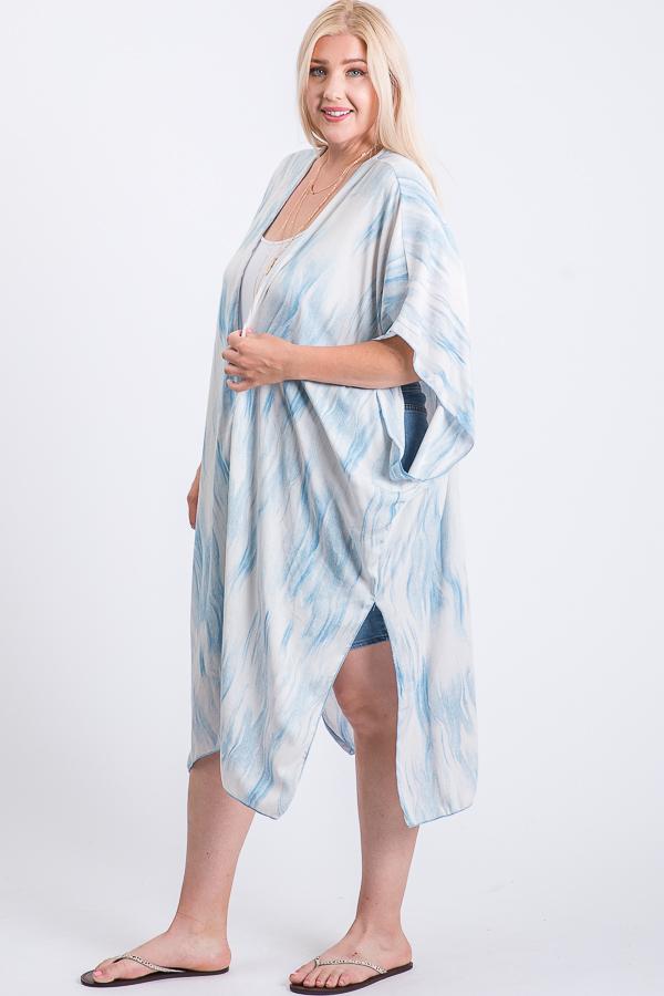 Plus Size Zebra Print Maxi Kimono – Short Sleeve