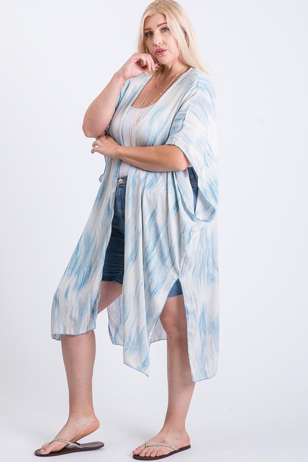 Plus Size Zebra Print Maxi Kimono – Short Sleeve