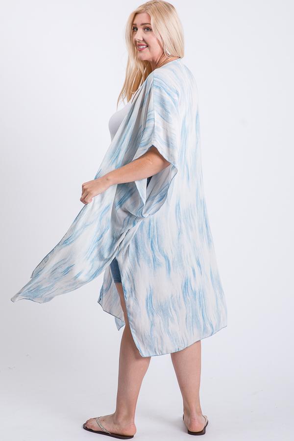 Plus Size Zebra Print Maxi Kimono – Short Sleeve