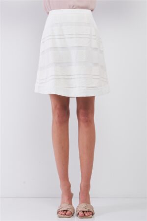 A-Line Mini Skirt with Sheer Mesh Cut-Ins – Snow-Whine