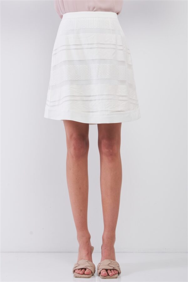 A-Line Mini Skirt with Sheer Mesh Cut-Ins – Snow-Whine