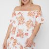 Plus Size Floral Off-the-Shoulder Top – Coral/Floral