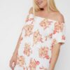 Plus Size Floral Off-the-Shoulder Top – Coral/Floral