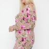 Plus Size Floral Print Top with Cutout Details – Dusty Pink/Multi