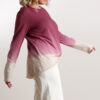 Ombre Long-Sleeve Top with Gathered Front – Wine (Plus Size)