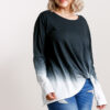 Plus Size Ombre Long-Sleeve Top with Gathered Front