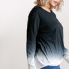 Plus Size Ombre Long-Sleeve Top with Gathered Front