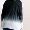 Plus Size Ombre Long-Sleeve Top with Gathered Front