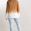 Ombre Long-Sleeve Top with Gathered Front – Warm Camel (Plus Size)