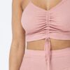 Mesh Strappy Ruched Crop Top & See-Through Side Leggings – Rose