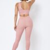 Mesh Strappy Ruched Crop Top & See-Through Side Leggings – Rose