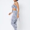 Mesh Print Crop Top Set with Plastic Chain Halter – White