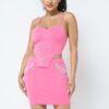 Rhinestone Strappy Cropped Top & Pocket Mini Skirt Set – Pink