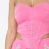 Rhinestone Strappy Cropped Top & Pocket Mini Skirt Set – Pink