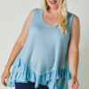 Plus Scoop-Neck Ruffle Tunic – Light Blue