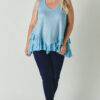 Plus Scoop-Neck Ruffle Tunic – Light Blue