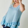 Plus Scoop-Neck Ruffle Tunic – Light Blue