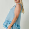 Plus Scoop-Neck Ruffle Tunic – Light Blue