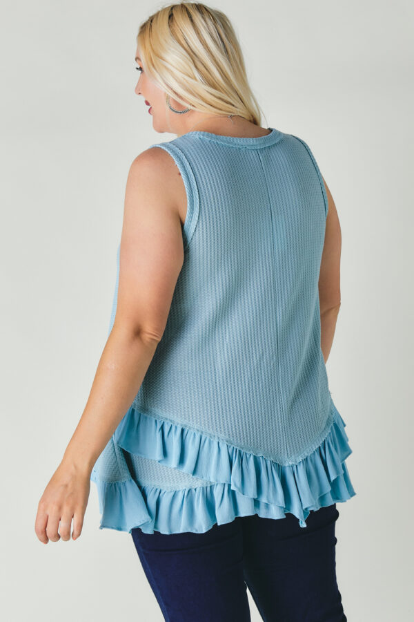 Plus Scoop-Neck Ruffle Tunic – Light Blue