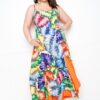 Splice Tropical Dress – Marble Print Tiered (Plus Size)