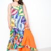 Splice Tropical Dress – Marble Print Tiered (Plus Size)