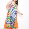 Splice Tropical Dress – Marble Print Tiered (Plus Size)