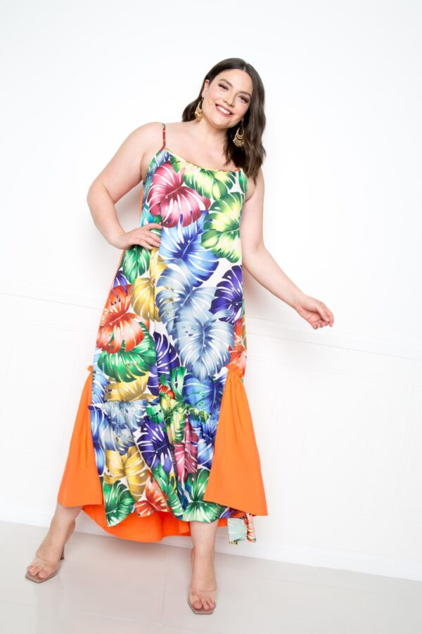 Splice Tropical Dress – Marble Print Tiered (Plus Size)