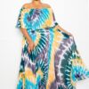 Plus Size Tie Dye Off-Shoulder Pleated Maxi Dress
