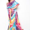 Tie Dye Off-Shoulder Pleated Maxi Dress – Plus Size