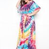 Tie Dye Off-Shoulder Pleated Maxi Dress – Plus Size