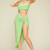 Summer Days Crop Top & Twist-Slit Skirt Set – Green Tea