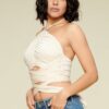 Crop Halter Top – 95% Rayon, 5% Spandex in Natural