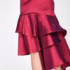Satin Skirt with Asymmetrical Ruffle – Deep Plum