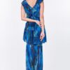 Ruffle Sleeve Tiered Maxi Dress – Blue Multi Print